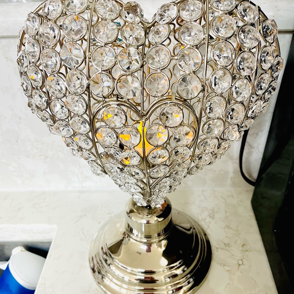 Sparkling Tealight Heart Art Decor - Silver Finish - Picture 3 of 4